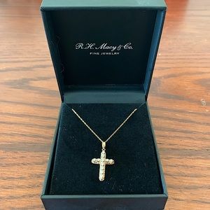Cross Pendant Macys Gold Necklace 14k Gold Necklace Macys Diamond